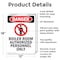 Signmission Boiler Room Authorized Danger Sign, Aluminum, 12in W x 18in L, 2PK OS-2PACK-DS-A-1218-V-1048 - alternate 3